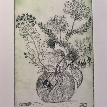 Gravures & estampes intitulée "fleurs" par Stéphanie Faivre, Œuvre d'art originale, Eau-forte