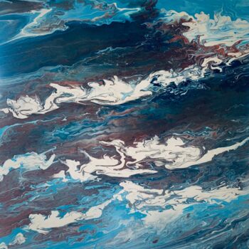제목이 "Ocean"인 미술작품 Stephanie Favier로, 원작, 아크릴 나무 들것 프레임에 장착됨
