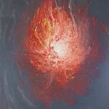 Painting titled "Fire flower" by Stephan Janssens, Original Artwork, Lacquer Mounted on Wood Stretcher frame