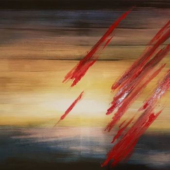 Painting titled "Landscape with red…" by Stephan Janssens, Original Artwork, Lacquer