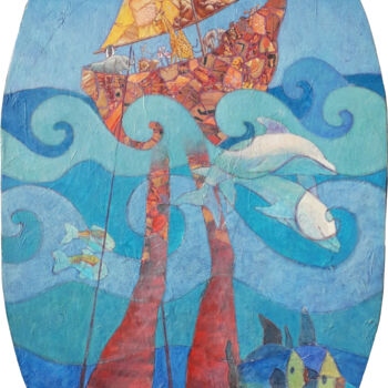 Peinture intitulée "L'Arche de Noë" par Christine Stéphanoff, Œuvre d'art originale, Acrylique