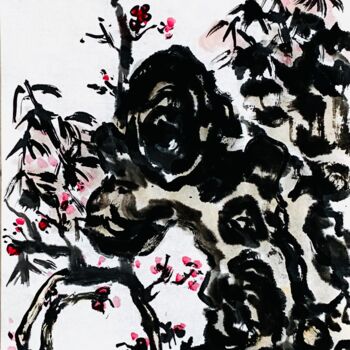 Pittura intitolato "plum bossom" da Yin Si Quan Xiang Gu Xian Sheng Mr Yin, Opera d'arte originale, Inchiostro