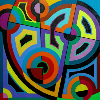 Painting titled "GEOMETRIC ABSTRACT…" by Stephen Conroy, Original Artwork, Acrylic Mounted on Wood Stretcher frame