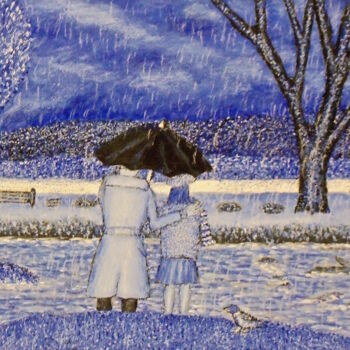 Painting titled "Blue Couple in the…" by Stephen Warde Anderson, Original Artwork, Acrylic Mounted on Other rigid panel