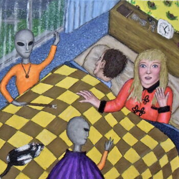 Pintura titulada "Alien Visitation" por Stephen Warde Anderson, Obra de arte original, Acrílico Montado en Otro panel rígido