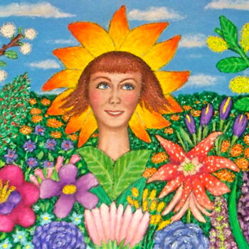Pintura intitulada "Flower Girl -- Luci…" por Stephen Warde Anderson, Obras de arte originais, Acrílico