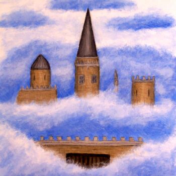 Malerei mit dem Titel "Castle in the Sky" von Stephen Warde Anderson, Original-Kunstwerk, Acryl Auf Andere starre Platte mon…