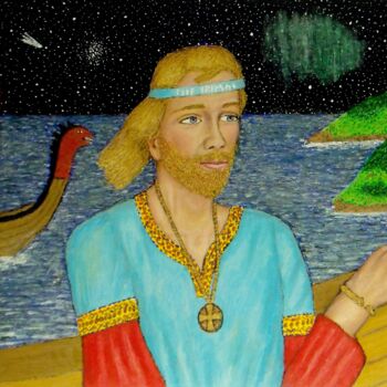 Pintura intitulada "Leif Erikson" por Stephen Warde Anderson, Obras de arte originais, Acrílico Montado em Outro painel rígi…