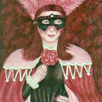 Painting titled "Masked Diva Rosalba" by Stephen Warde Anderson, Original Artwork, Acrylic