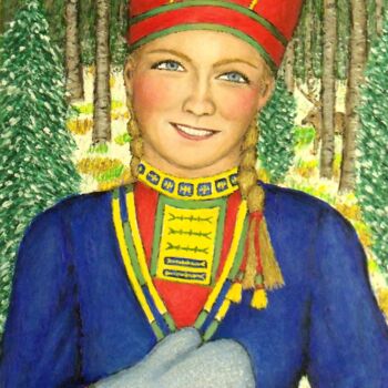 Schilderij getiteld "Sami Princess" door Stephen Warde Anderson, Origineel Kunstwerk, Acryl