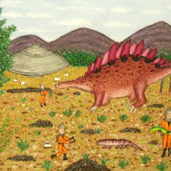 Peinture intitulée "Stegosaurus Encount…" par Stephen Warde Anderson, Œuvre d'art originale, Acrylique Monté sur Autre panne…