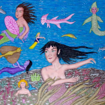 Painting titled "Domain of the Mer C…" by Stephen Warde Anderson, Original Artwork, Acrylic Mounted on Other rigid panel