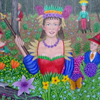 Картина под названием "Fairy Queen and Her…" - Stephen Warde Anderson, Подлинное произведение искусства, Акрил