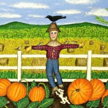 Painting titled "Scarecrow in the Pu…" by Stephen Warde Anderson, Original Artwork, Acrylic Mounted on Other rigid panel