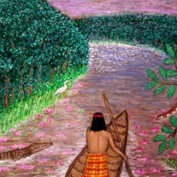 Картина под названием "Bend of the River" - Stephen Warde Anderson, Подлинное произведение искусства, Акрил Установлен на Де…