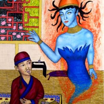 Painting titled "Aladdin" by Stephen Warde Anderson, Original Artwork, Acrylic Mounted on Wood Panel