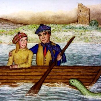 Pintura intitulada "Beastie of the Loch?" por Stephen Warde Anderson, Obras de arte originais, Acrílico Montado em Outro pai…