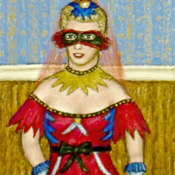 Painting titled "Masked Diva - Beren…" by Stephen Warde Anderson, Original Artwork, Acrylic Mounted on Other rigid panel