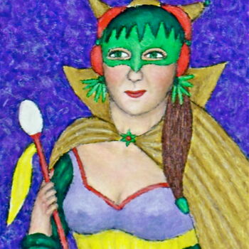 Painting titled "Masked Diva - Zenob…" by Stephen Warde Anderson, Original Artwork, Acrylic Mounted on Other rigid panel