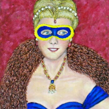 绘画 标题为“Masked Diva - Delia” 由Stephen Warde Anderson, 原创艺术品, 丙烯 安装在其他刚性面板上