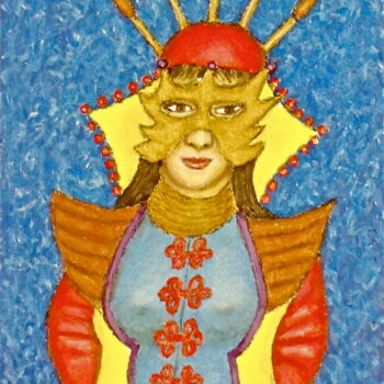 Painting titled "Masked Diva - Liling" by Stephen Warde Anderson, Original Artwork, Acrylic Mounted on Other rigid panel