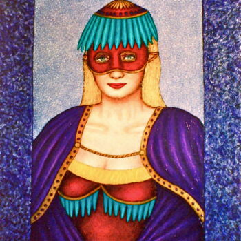 Painting titled "Masked Diva - Doret…" by Stephen Warde Anderson, Original Artwork, Acrylic Mounted on Wood Panel