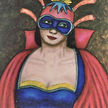 Malerei mit dem Titel "Masked Diva - Tanith" von Stephen Warde Anderson, Original-Kunstwerk, Acryl Auf Holzplatte montiert