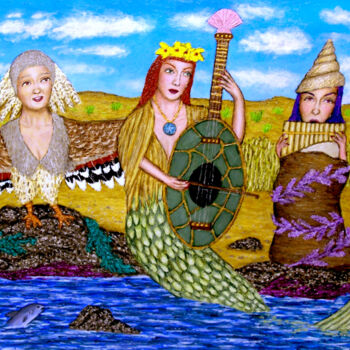 绘画 标题为“Seaside Trio” 由Stephen Warde Anderson, 原创艺术品, 丙烯 安装在木板上