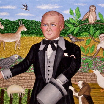 Painting titled "Doctor Dolittle and…" by Stephen Warde Anderson, Original Artwork, Acrylic Mounted on Other rigid panel