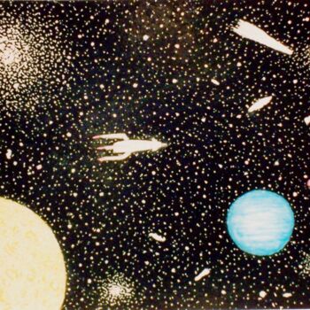 "Space Scene" başlıklı Tablo Stephen Warde Anderson tarafından, Orijinal sanat, Akrilik Ahşap panel üzerine monte edilmiş