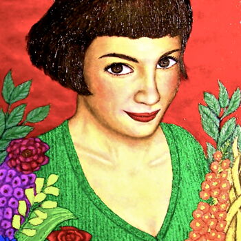 Peinture intitulée "Audrey Tautou from…" par Stephen Warde Anderson, Œuvre d'art originale, Acrylique