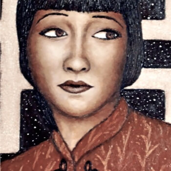 Painting titled "Anna May Wong" by Stephen Warde Anderson, Original Artwork, Acrylic Mounted on Other rigid panel