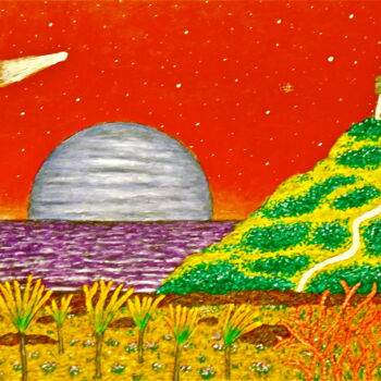 제목이 "Rising of a Moon"인 미술작품 Stephen Warde Anderson로, 원작, 아크릴 기타 단단한 패널에 장착됨