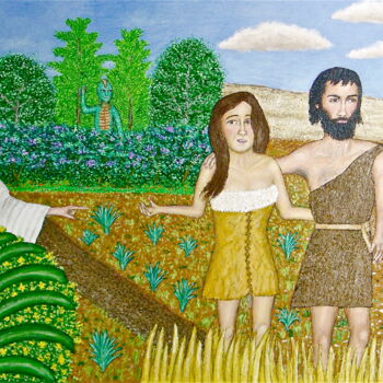 Pintura intitulada "Adam and Eve Expell…" por Stephen Warde Anderson, Obras de arte originais, Acrílico Montado em Outro pai…