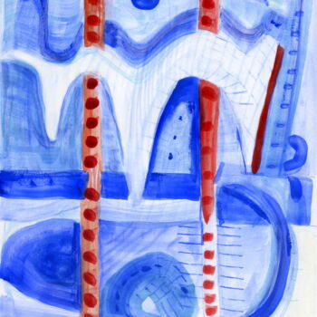 Peinture intitulée "BLUE MOON" par Stephen Lucas, Œuvre d'art originale, Aquarelle