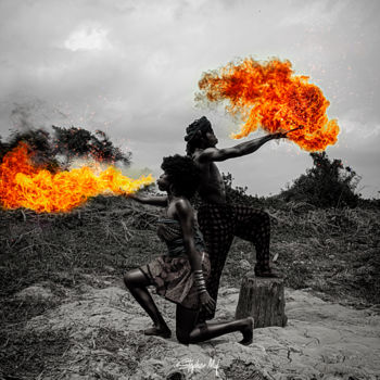 Fotografia intitulada "Burning heart ii" por Stephen Idibie, Obras de arte originais, Fotografia Manipulada