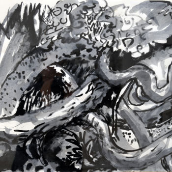 Dessin intitulée "Sycamore Roots Dolp…" par Stephen West, Œuvre d'art originale, Encre