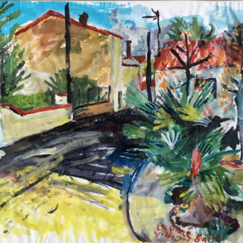 Malerei mit dem Titel "La Place Villeneuve" von Stephen West, Original-Kunstwerk, Gouache