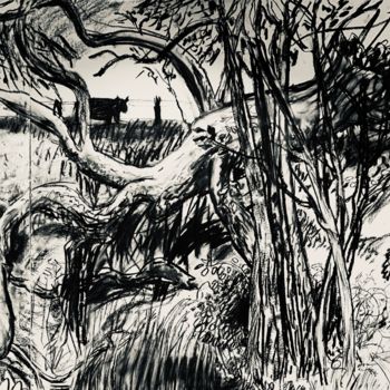 「Fallen Ash 3」というタイトルの描画 Stephen Westによって, オリジナルのアートワーク, 木炭
