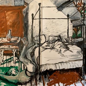 "Falling out of Bed 3" başlıklı Tablo Stephen West tarafından, Orijinal sanat, Petrol