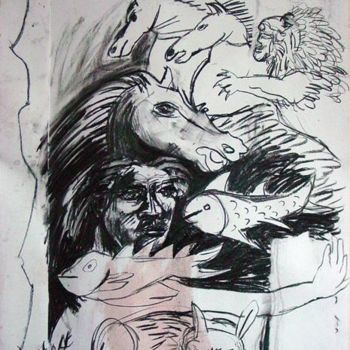 Drawing titled "Hunting Man" by Stephen West, Original Artwork, Other