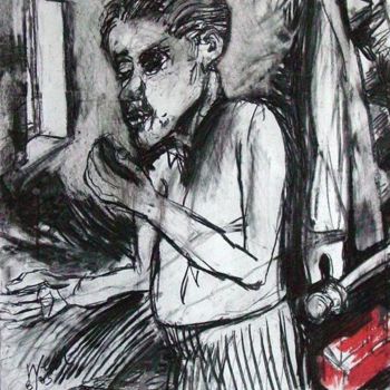 Рисунок под названием "phoning in interior" - Stephen West, Подлинное произведение искусства, Другой