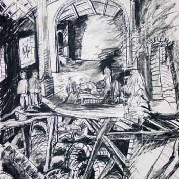 Рисунок под названием "Glass Factory" - Stephen West, Подлинное произведение искусства, Другой