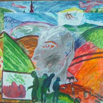 Peinture intitulée "Head in the Land" par Stephen West, Œuvre d'art originale, Autre