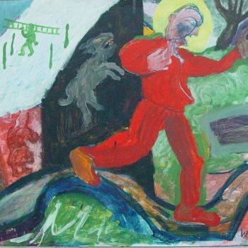 Peinture intitulée "Running Man" par Stephen West, Œuvre d'art originale, Autre