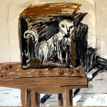Zeichnungen mit dem Titel "Cat as Cat 2" von Stephen West, Original-Kunstwerk, Andere