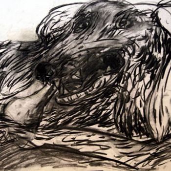 Drawing titled "Dog and Bone" by Stephen West, Original Artwork, Other