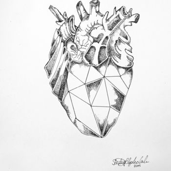 Drawing titled "Diamond Heart" by Sterling Clydesdale, Original Artwork, Ballpoint pen