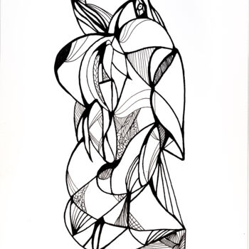 「Totem - 1」というタイトルの描画 Steve Drevetによって, オリジナルのアートワーク, インク