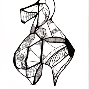 Desenho intitulada "Totem - 2" por Steve Drevet, Obras de arte originais, Tinta